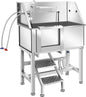 Dog Washing Station 38'' Stainless Steel Pet Grooming Tub for Large Dogs Over-Size Professional Dog Grooming Bathtub Station Wash Shower Sink Pet Grooming Bathtub Station