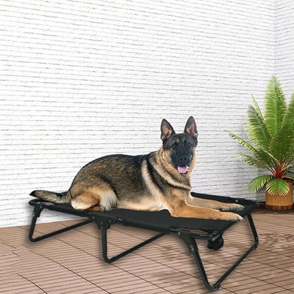 Elevated Raised Small Meduim Dog Bed Cots,Cooling Foldable No Assembly Need Pet Hammock Bed with Breathable Mesh, Indoor Outdoor Dog Pet Bed for Small Meduim Dogs, Chew Proof, Black