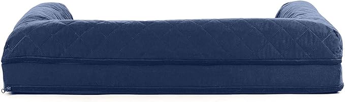 Furhaven Orthopedic Dog Bed for Large/Medium Dogs w/ Removable Bolsters & Washable Cover, For Dogs Up to 55 lbs - Quilted Sofa - Navy (Blue), Large