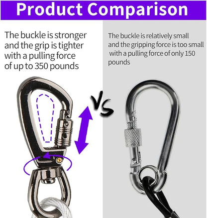 Dog tie Out Cable, 10/20/25/30/50/70/100 feet, Suitable for Dogs up to 350 pounds, Dog Cable with Swivel Buckle, Lightweight, Non-Winding, for Outdoor Camping, Yard Dog Cable (White, 70FT)