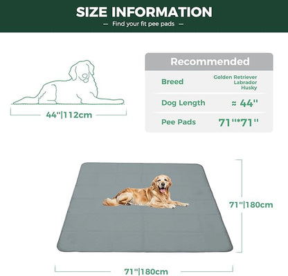 FXW Washable Pee Pads for Dogs, Puppy Pads with Super Absorbent, Specifically Designed for FXW Rollick/Homeplus 32inch 8 Panels Dog Playpen, 71" Square, Gray, 1 Pack