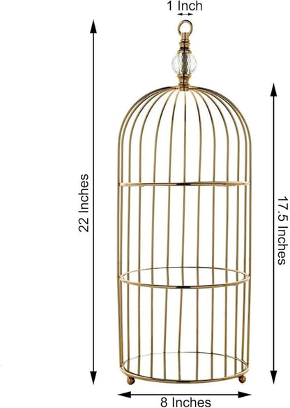 Efavormart 22" - 3 Tier Crystal Mirror Top Gold Metal Bird Cage Cupcake Cake Stand, Dessert Display for Wedding, Party, Birthday, Baby Shower Celebrations, Home Decorations