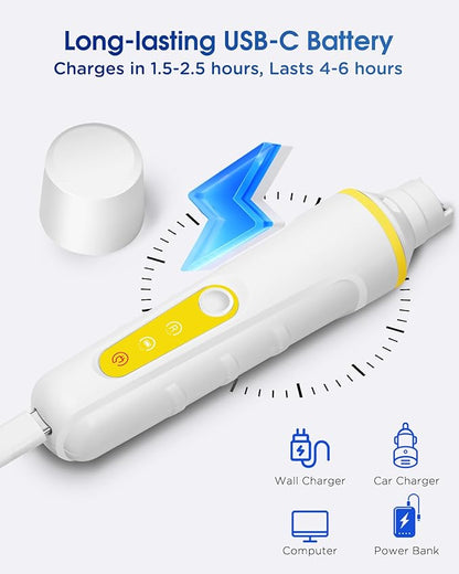 Dog Nail Grinder with Enhanced LED Light – Super Quiet, 2-Speed, USB-C Rechargeable, LED Smart Display, 3 Grinding Options, Pet Nail Trimmer for Dogs Cats and All Pet Sizes