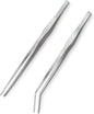 2 Pcs 15 Inch Tweezers, Heavy Duty Reptile Feeding Tongs, Aquarium Tongs, Reptile Tweezers Feeding, Reptile Tongs, Straight and Curved Long Tweezers for Aquarium and Terrarium
