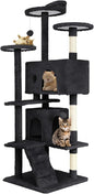 54.7 inches Cat Tower for Indoor Cats, Multi-Level Cat Condos with Scratching Posts, Hanging Toys, Dark Gray