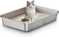 Extra Large Stainless Steel Cat Litter Box, 27.5" L×19.6" W×3.9" H, XXL Metal Kitty Litter Pan with High Sides, Odor-Free, Non-Stick, Easy to Clean, Ideal for Big Cats & Multi-Cat
