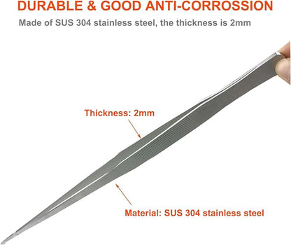 Extra Long Tweezers, Aquascape Tools, 18.9 inch Fecsam Aquarium Stainless Steel Large Feeding Tongs for Fish Tank, Terrarium，Aquascaping, Reptile Snake (Straight)