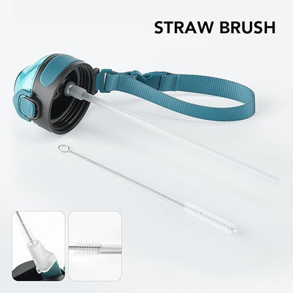 Enerbone 32 oz Insulated Water Bottle, Stainless Steel Bottle with Carrying Strap, Double-Wall Vacuum Insulation Design, Leakproof Sports Bottle with Straw, Keep Drinks Cold or Hot for Hours