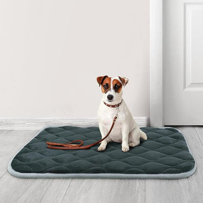furrybaby Dog Bed Mat Flat Crate Mat with Anti-Slip Bottom Machine Washable Pet Kennel Pad for Dog Sleeping (XL 48x30'', Grey Mat)
