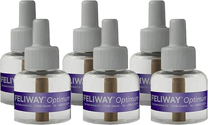 FELIWAY Optimum 6 x 30 Day Cat Calming Refills for Pheromone Diffuser, 6 x 48ml Value Pack - Helps Reduce Common Signs of Stress in Cats & Kittens, Enhanced Calming