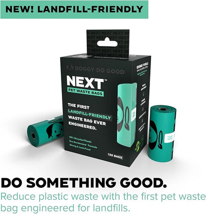 Doggy Do Good Next Pet Waste Bags, Landfill Friendly Recycled Plastic Unscented Dog Poop Bags, Leakproof, Strong, Thick, Earth Friendly for Dogs, 120 Count (120 Bags)