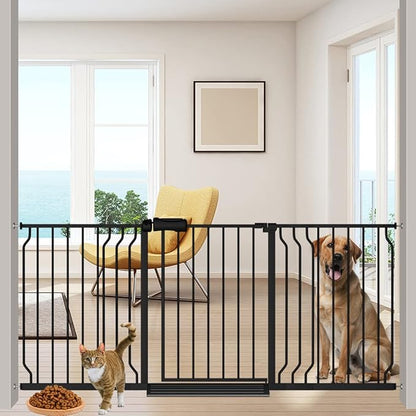 Extra Wide Baby Gate 67-71.5 Inch Wide Walk Through Pressure Mounted Auto Close Large Long Tension Gate for Dog and Cats Black