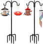 FEED GARDEN Adjustable Double Shepherds Hook for Outdoor with 5 Prong Base 108 Inch Heavy Duty Two Sided Bird Feeder Pole for Hanging Plant Baskets, Solar Light Lanterns, Wind Chimes 2 Pack
