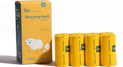 Dog Poop Bags Rolls Biodegradable 100% Leak Proof Thickened Dog Waste Bags -120 Count 8 Rolls - Doggie Poop Bag for Small and Big Dogs(Unscented)