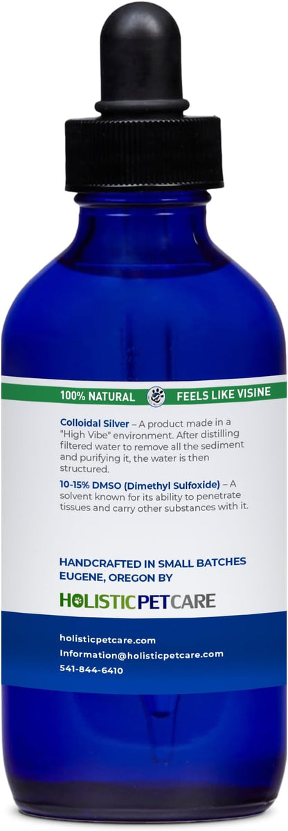 Eye Ulcer Drops - Colloidal Silver with DMSO Eye Drops for Dogs & Cat Eye Infections & Irritations - Eye Care Solution Reduces Cataracts - All Natural Pet Eye Health Care (4 oz)