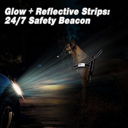 Forestpaw No Pull Dog Harness - Soft Flannel Padded Tactical Dog Vest Harness with Quick Release Buckle, Adjustable Reflective Pet Harness for Medium Large Dogs Walking Training,Black L