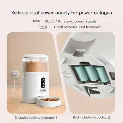 faroro Automatic Cat Feeder with Camera, 3MP HD Video & Night Vision, 5G/2.4G WiFi Smart Pet Feeder with APP Control, 2-Way Audio, Motion Alerts, Low Food Sensor, Timed Cat Feeder for Cats & Dogs, 4L