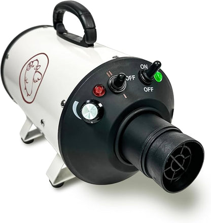 Flying Pig High Velocity Dog Pet Grooming Dryer w/Heater (Flying One, White w/Burgundy Logo)