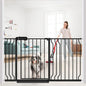 Extra Wide Baby Gate Black 53-57.5 Inch Wide Walk Through Pressure Mounted No Drill Long and Large Tension Metal Gate for Dog and Toddler