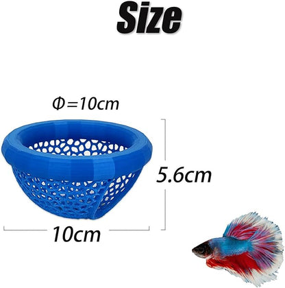 Aquarium Floating Betta Fish Skins, Betta or Shrimp Feeder, Cave and Hammock, Small Fish Feeding Rings, Aquarium Hiding Feeding Decorative Accessories (Blue)