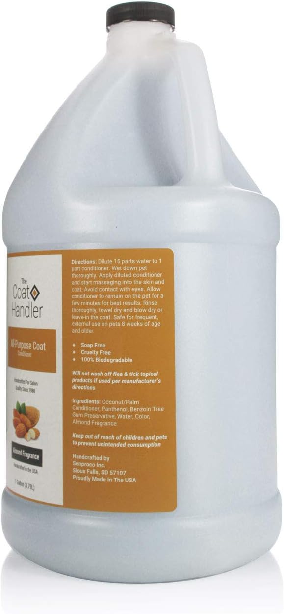 All-Purpose Coat Dog Conditioner, 1 Gallon - All Natural Ingredients, Handcrafted, Loosens Tangles and Eliminates Static, Aids in DeShedding, Professional Grade Grooming Formula