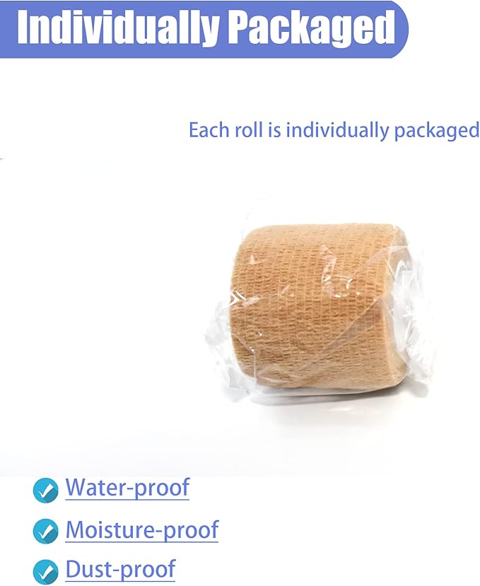 9 Pack 2" x 5 Yards Self Adhesive Bandage Wrap Self Stick Wrap for Ankle, Wrist, Finger, Sports, Breathable Cohesive Vet Tape for Pets (Skin Color)