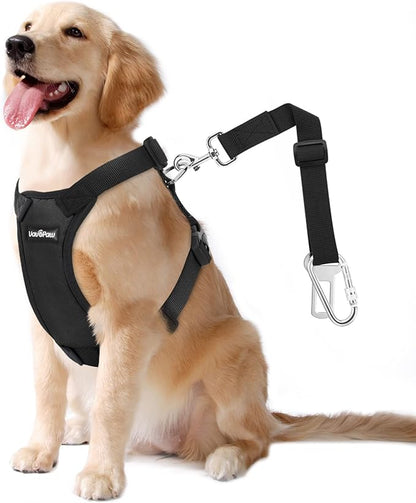 Dog Seat Belt, Safety Vest Dog Car Harness with Adjustable Buckle Dog Seat Belt for Vehicle Nylon Pet Safety Seat Belts Heavy Duty(XXL, Black)