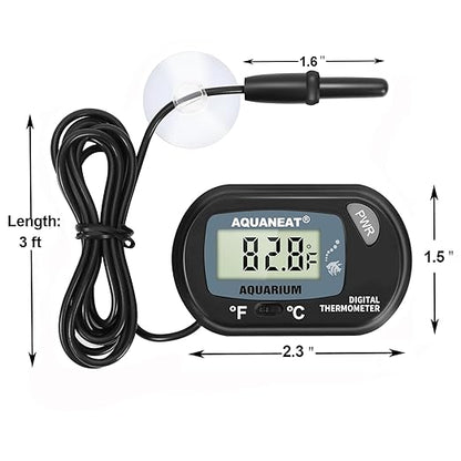 AQUANEAT 2 Pack Aquarium Thermometer, Fish Tank Thermometer, Digital Temperature Test, with Large LCD Display