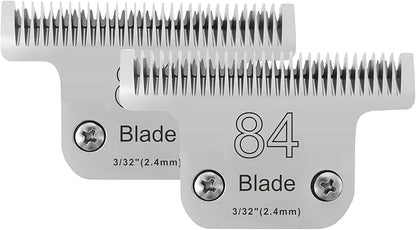 2PCS T84 Blade Dog Grooming Replacement Blades Compatible with Andis Dog Clippers,Dog Clipper Blades Compatible with Wahl KM-10 Series Clippers, Oster A5,Size-T-84 3/32-Inch Cut Length