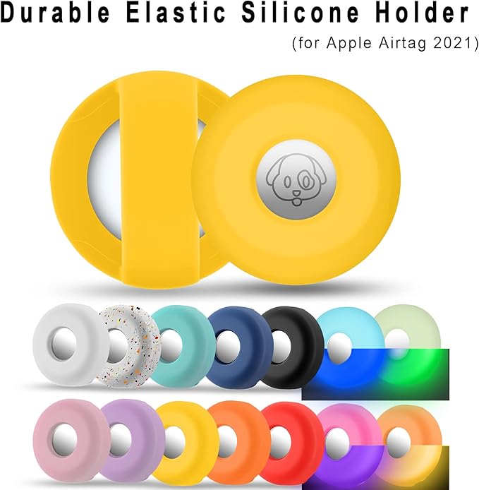 Airtag Holder for Dog Collar, Cibaabo Silicone Air Tag Case Cover Compatible with Apple Airtags for 0.8-1.2inch Cat Pet Collar Harness Loop