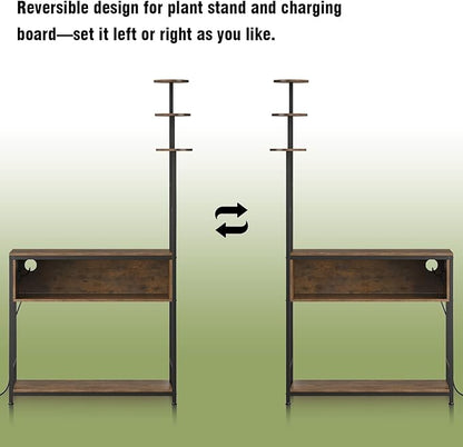 Aquarium Stand with Plant Shelves,20-Gallon Fish Tank Stand with 2-Tier Storage and Display Racks,Metal Frame Reptile Tank Table with Tall Plant Holders,Industrial Rack for Home,Office