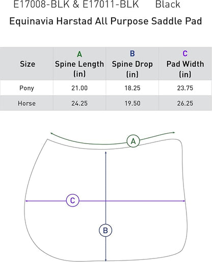 Equinavia Harstad All Purpose Saddle Pad | Classic & Durable | Moisture-Wicking Tricot Backing