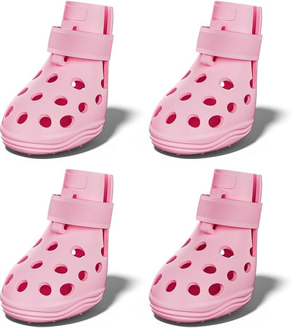 Dog Shoes for Hot Pavement, Breathable Dog Boots Paw Protectors with Adjustable Straps & Non-Slip Sole, Easy On & Off, Waterproof, Easy-Cleaning (Pink, S)