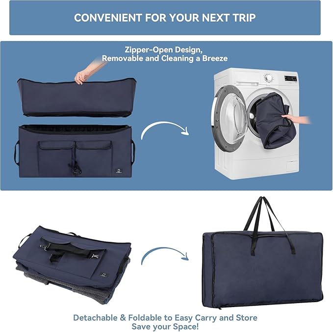 A 4 Pet Dog Car Seat for Medium/Large Dog or 2 Small Dogs, Booster Car Seat with Storage Bags and 2 Seat Belts, Pet Seat for Dogs Under 55 lbs