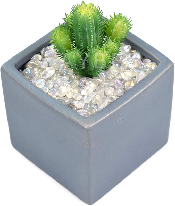 1Lb/460g Irregular Sea Glass Stones Artificial Crystal Gem Pebbles for Aquarium/Turtle Tank/Terrarium/Flowerpot/Vase Landscape Ornament Decoration, Hyun White