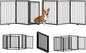 Full Metal Freestanding Dog Gate with Door, 24'' Height Foldable Pet Dog Fence for Indoor & Outdoor, 6 Panels Extra Wide Free Standing SmallDog Gates for Doorways,House,Stairs,Porch,Deck,Yard