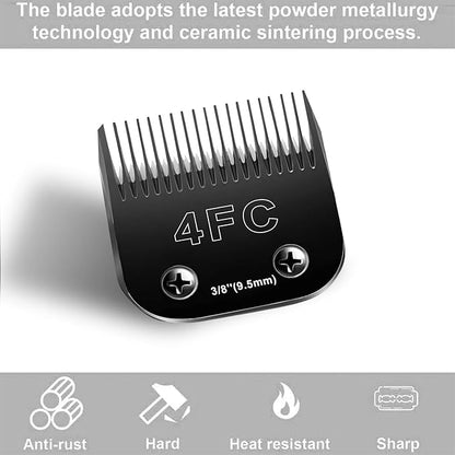 4F Blades Dog Grooming Blades Compatible with Andis/Oster A5/Wahl KM-10 Series Dog Clippers,Detachable Clipper Replacement Blade,Black(4FC/3PCS)