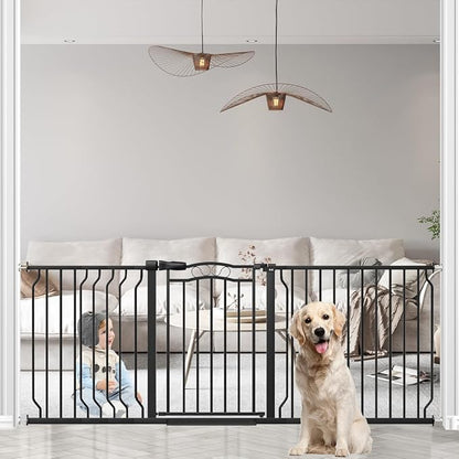 67.3-81.1" Extra Wide Baby Gate for Stairs No Drilling, 30" Tall Auto Close Press Mounted Baby Gate for Doorways, Adjustable Width Walk Through Long Gates for Kids or Pets, Black