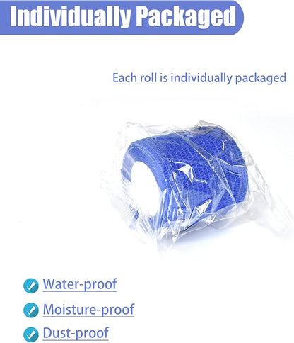 9 Pack 2" x 5 Yards Self Adhesive Bandage Wrap Self Stick Wrap for Ankle, Wrist, Finger, Sports, Breathable Cohesive Vet Tape for Pets (D Dark Blue)