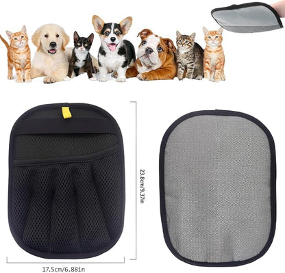 Double-Sided Pet Hair Removal Gloves - Reusable Static Removal Grooming Gloves for Dogs & Cats, Efficient Fur Removal Tool for Furniture, Carpet, Car Seats, Sofa, Bedding & Clothes (2 Pack)