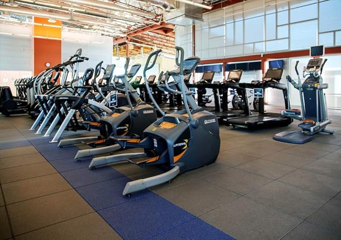 American Floor Mats - Extreme Rubber Gym Tiles - 1 Inch Thick Colorful Rubber Gym Tiles - Superior Shock and Sound Absorbing Tiles - 35% Gold/Grey/White 25 Tile Pack (Covers 100 Sq Ft)