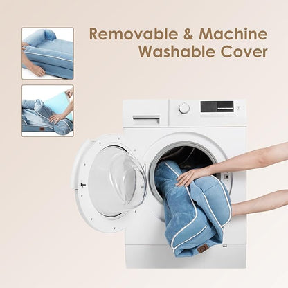 EHEYCIGA Orthopedic XL Dog Beds, Waterproof Memory Foam Dog Bed for Extra Large Dogs, Non-Slip Bottom and Egg-Crate Foam Big Pet Couch Bed with Washable Removable Cover, Washed Blue