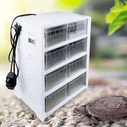 8-Grid Acrylic Pet Breeding Box,Large Reptile Enclosure with Hygrometer&Heating Pad,Lizard Spider Snake Tortoise Cage Pet Snake Terrarium Tank Multipurpose Multipurpose Feeding Box,White.
