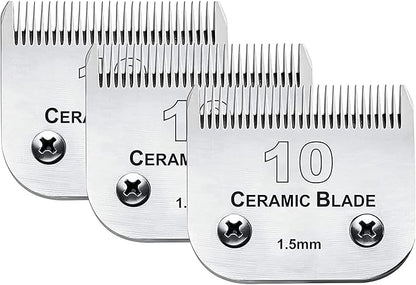 3 Pack 10 Blade Dog Grooming Blades Compatible with Andis Clippers/Oster A5/Wahl KM,Detachable Stainless Steel Blade,Size-10, 1/16-Inch Cut Length