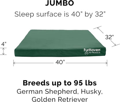 Furhaven Water-Resistant Cooling Gel Dog Bed for Large Dogs w/ Removable Washable Cover, For Dogs Up to 95 lbs - Indoor/Outdoor Logo Print Oxford Polycanvas Mattress - Forest, Jumbo/XL