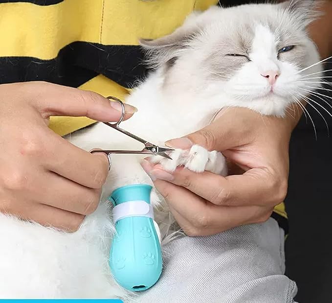 8 Piece Cat Grooming Supplies ，Adjustable Multifunctional Anti-Bite Shower net Bag，Cat Claw Covers，Cat Bath Brush and Cat Nail Clipper(Grey-B)