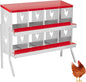 8 Hole Chicken Nesting Box with Roll Out Egg Tray, Rustproof & Ventilated Chicken Laying Boxes for Hens, Chickens, Ducks | Easy-Clean Poultry Coop Accessories, Red with Stand