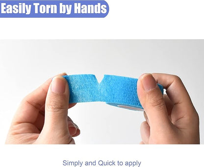 9 Pack 1" x 5 Yards Self Adhesive Bandage Wrap Self Stick Wrap for Ankle, Wrist, Finger, Sports, Breathable Cohesive Vet Tape for Pets (Light Blue)