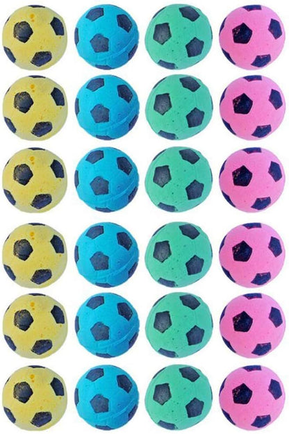 Foam Sponge Soccer Ball Cat Toy Interactive Cat Toys Independent Pet Kitten Cat Exrecise Toy Balls for Real Cats Kittens, Soft, Bouncy and Noise Free (24 Pack)