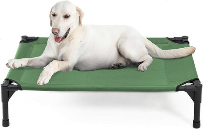 Elevated Dog Bed for Large Dogs - Heavy Duty, Recyclable Mesh, Fits Up to 150 LBs - Indoor & Outdoor, Green